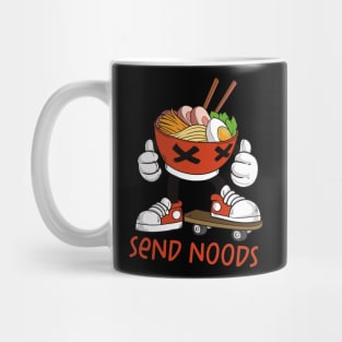 Send Noods Funny Ramen Bowl On A Skateboard Mug